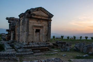 Turkey: a tomb of the 1st century AD in the North Necropolis of Hierapolis (Holy City), the ancient city located on hot springs in classical Phrygia whose ruins are near modern Pamukkale