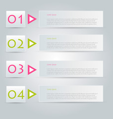 Business infographics template for presentation, education, web design, banners, brochures, flyers. Pink and green tabs. Vector illustration.