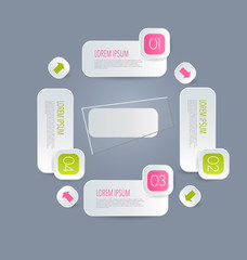 Obraz premium Business infographics template for presentation, education, web design, banners, brochures, flyers. Pink and green tabs. Vector illustration.