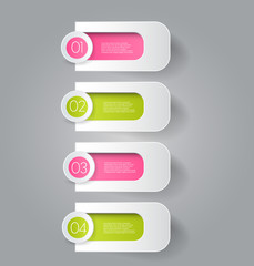 Obraz premium Business infographic template banner for presentation, education, web design, bochure, flyer. Pink and green tabs. Vector illustration.
