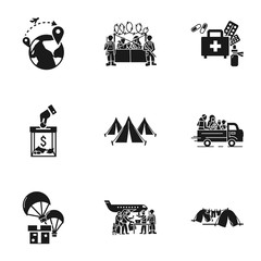 Refugees process icon set. Simple set of 9 refugees process vector icons for web design isolated on white background