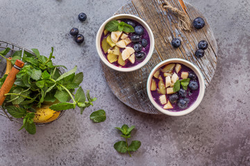 Obraz na płótnie Canvas Breakfast acai smoothie bowl for healthy lifestyle