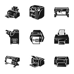 Modern printer icon set. Simple set of 9 modern printer vector icons for web design isolated on white background