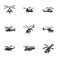 Modern helicopter icon set. Simple set of 9 modern helicopter vector icons for web design isolated on white background © nsit0108