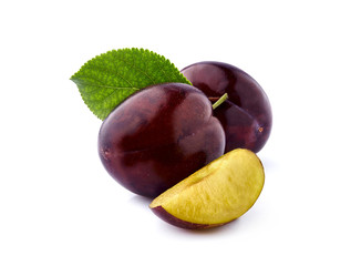 Plums  isolated on white background.