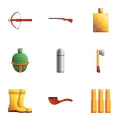 Hunter icon set. Cartoon set of 9 hunter vector icons for web design isolated on white background