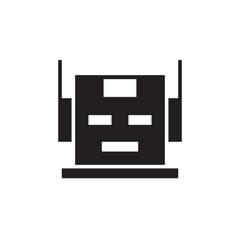 flat glyph robot machine, clip art, cyborg icon symbol sign, logo template, vector, eps 10