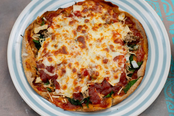 Vegetable pizza in the tray