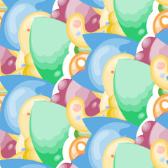 Seamless vector pattern with cute cartoon monsters and beasts. Nice for packaging, wrapping paper, coloring pages, wallpaper, fabric, fashion, home decor, prints etc