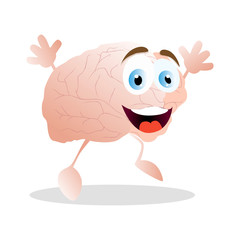 Emotion of happiness brain, vector cartoon mascot