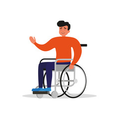 Wheelchair guy isolated. Man with disability
