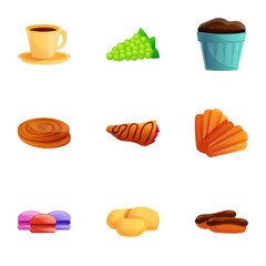 French breakfast icon set. Cartoon set of 9 french breakfast vector icons for web design isolated on white background