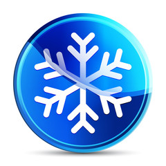 Obraz premium Snowflake icon glassy vibrant sky blue round button illustration