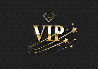 VIP club invitation vector template. Luxury 3d logo with golden gradient frame.