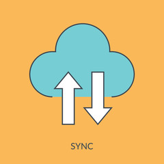direction arrows for transfer, sync, migration data. traffic bridge or exchange conept.
