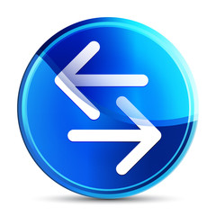 Transfer arrow icon glassy vibrant sky blue round button illustration