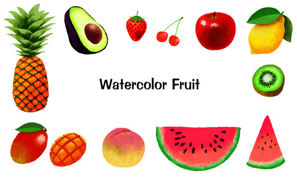 水彩で描かれたフルーツ