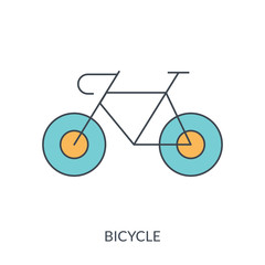 Black isolated outline icon of bicycle on white background. Line Icon of bike