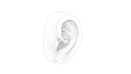3d rendering of a human ear isolated in white studio background