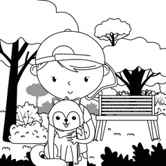 Boy with dog cartoon design