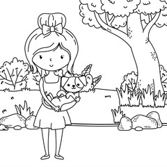 Girl with dog cartoon design