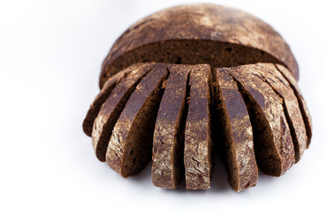 Fresh bread on white isolated background. Healthy organic food concept
