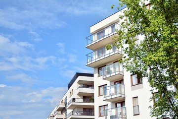 modern building with sky and clouds