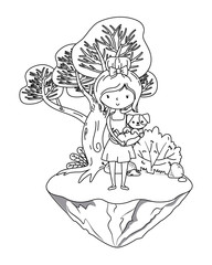 Girl with dog cartoon design