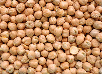 Healthy food. Raw chickpeas background. Chickpeas texture. Macro. Top view