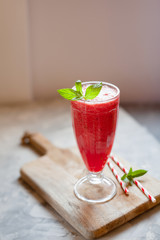 Fresh cold watermelon smoothie with mint