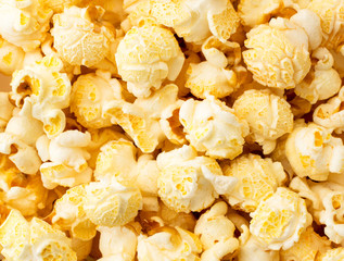 Popcorn background. The view of the top.