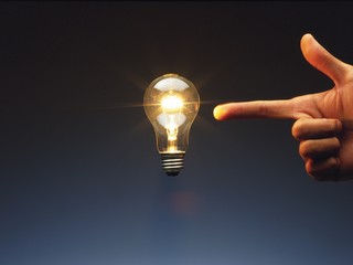 light bulb and hand