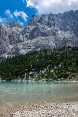 Fototapeta na wymiar Sorapis lake in Dolomites, Unesco world heritage
