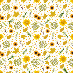 seamless floral background with gorgeous yellow flowers