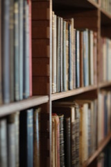 Bookshelf of antique books