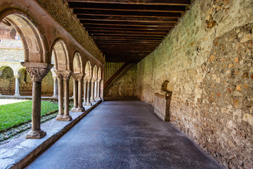 Cloister of the Saint Lizier Cathedral, Ariège department, Pyrenees, Occitanie, France