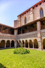 Fototapeta premium Cloister of the Saint Lizier Cathedral, Ariège department, Pyrenees, Occitanie, France