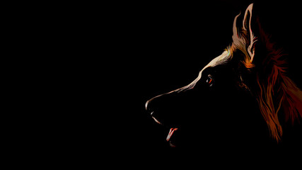 German Shepherd Profile Stylised