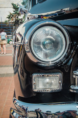 Close up of headlight lamp simply vintage car