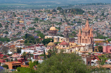 Obraz premium Kościół San Miguel Arcangel w wiosce San Miguel De Allende, stan Guanajuato, Meksyk