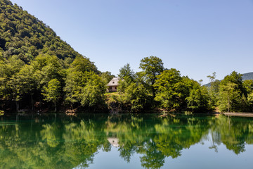 Fototapeta na wymiar Lake Bethmale, Ariège, Occitanie, France