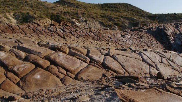   traveling by the flysch of rocks in the desert of Almeria. 