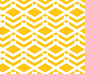 Seamless yellow and white vintage geo op art zig zag chevron textile pattern vector