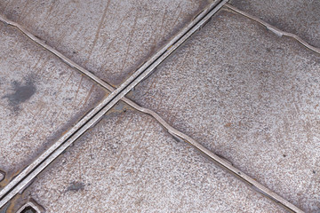 steel metal construction slabs on a urban street