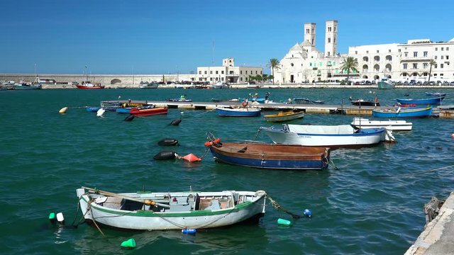 Molfetta waterfront with the Cathedral. Province of Bari, Apulia (Puglia), southern Italy.