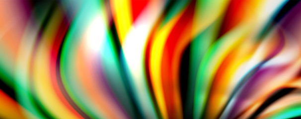 Fluid color swirls on black. Modern background with trendy design