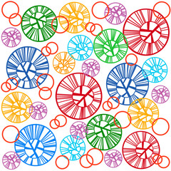 Seamless pattern of colorful circles on a white background