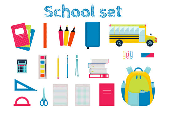 Vector set of Back to School objects