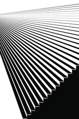 Abstract Black and White Geometric Pattern with Staircase. Striped Structural Texture of Stairs Perspective. 3D Illustration