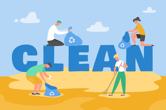 Set of Volunteer people characters gathering garbage and plastic waste for recycling, environmental protection and separation to reduce environment pollution concept vector Illustrations